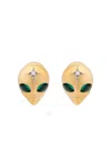 Sybarite 18k Yellow Gold She's An Alien Diamond And Emerald Earrings In Gold