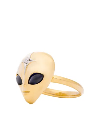 Sybarite 18k Yellow Gold She's An Alien Diamond And Sapphire Ring