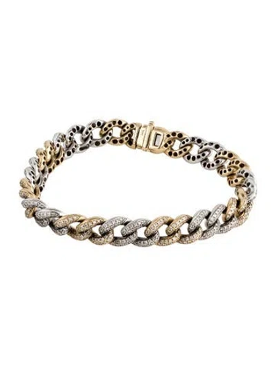 Pre-owned Sydney Evan 14k 2.12ctw Diamond Two-tone Curb Link Bracelet, 6.5" In Multi