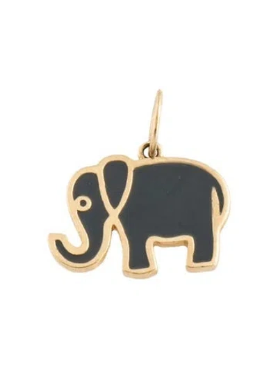 Pre-owned Sydney Evan 14k & Enamel Elephant Pendant Charm In Grey