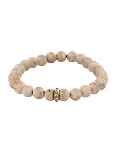 Pre-owned Sydney Evan 14k Aragonite & Diamond Bead Strand Bracelet, 6.75" In Multicolor