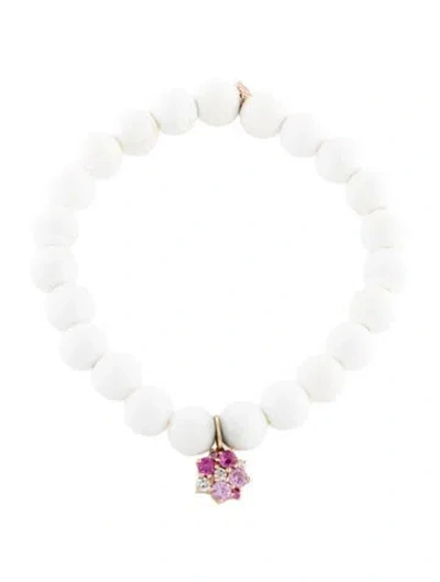 Pre-owned Sydney Evan 14k Calcite, Sapphire & Diamond Bead Strand Bracelet, 6.25" In Multi