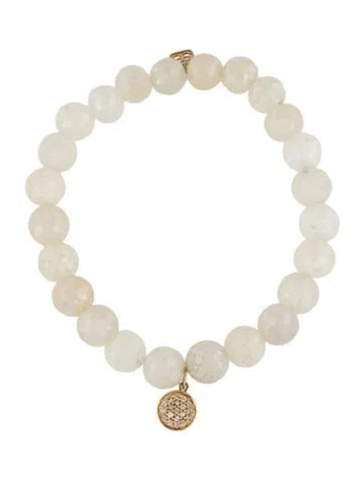 Pre-owned Sydney Evan 14k Chalcedony & Diamond Disc Charm Bead Bracelet, 6.25" In Multi