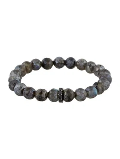 Pre-owned Sydney Evan 14k Coated Labradorite & Diamond Beaded Bracelet, 6" In Multi