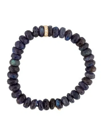 Pre-owned Sydney Evan 14k Coated Labradorite & Diamond Rondelle Bracelet, 6.25" In Multi
