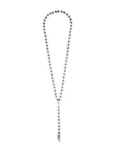 Pre-owned Sydney Evan 14k Coated Quartz & Diamond Angel Wing Lavalier Necklace In Multi