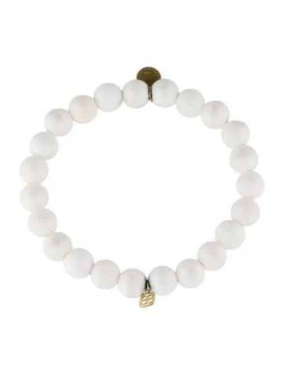 Pre-owned Sydney Evan 14k Coral, Diamond & Enamel Beaded Bracelet, 7.25" In Multi