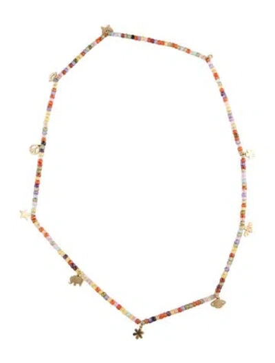 Pre-owned Sydney Evan 14k Cubic Zirconia Multi Charm Bead Necklace, 19.5"