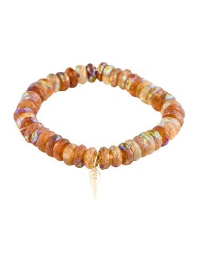 Pre-owned Sydney Evan 14k Diamond & Coated Garnet Bead Bracelet, 6" In Multicolor