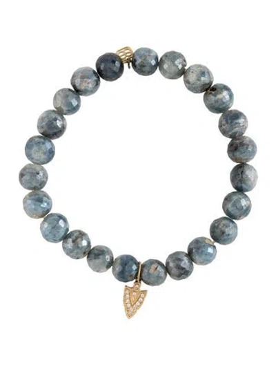 Pre-owned Sydney Evan 14k Diamond & Coated Kyanite In Quartz Bead Charm Bracelet, 6.5", 6.5" In Multicolor