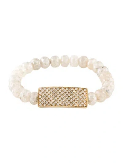Pre-owned Sydney Evan 14k Diamond & Coated Quartz Bead Bracelet, 6.75" In Multi