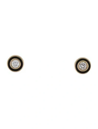 Pre-owned Sydney Evan 14k Diamond & Enamel Stud Earrings In Multi