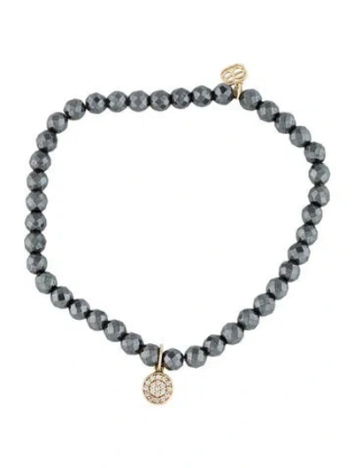 Pre-owned Sydney Evan 14k Diamond & Hematite Beaded Bracelet, 7.5" In Multi