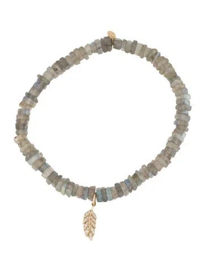 Pre-owned Sydney Evan 14k Diamond & Labradorite Beaded Bracelet, 6.25" In Multi