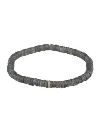 Pre-owned Sydney Evan 14k Diamond & Labradorite Bracelet, 6" In Multicolor
