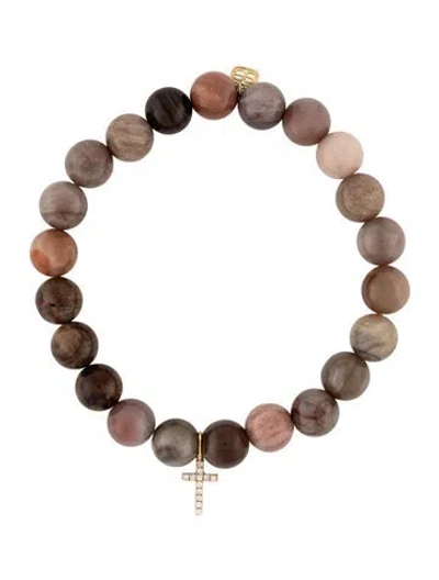 Pre-owned Sydney Evan 14k Diamond & Multistone Cross Bracelet, 6" In Multicolor
