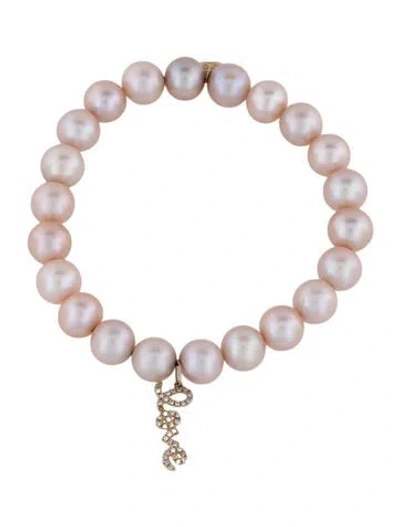 Pre-owned Sydney Evan 14k Diamond & Pearl Charm Bracelet, 6" In Multicolor
