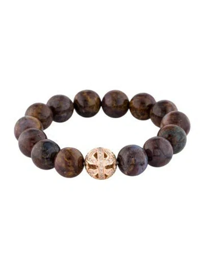 Pre-owned Sydney Evan 14k Diamond & Quartz Beaded Bracelet, 6" In Multi