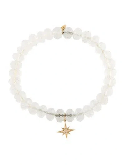 Pre-owned Sydney Evan 14k Diamond & Quartz Beaded Bracelet, 6.75" In Multi