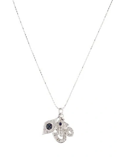 Pre-owned Sydney Evan 14k Diamond & Sapphire Pendant On Unbranded Chain, .75" In Multi