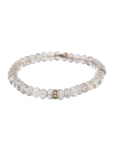 Pre-owned Sydney Evan 14k Diamond & Smoky Quartz Beaded Bracelet, 6.5" In Multi