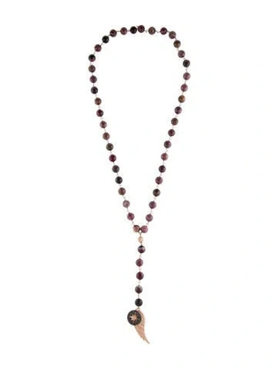 Pre-owned Sydney Evan 14k Diamond & Tourmaline Large Starburst  & Large Single Wing Lavalier Necklace In Multi