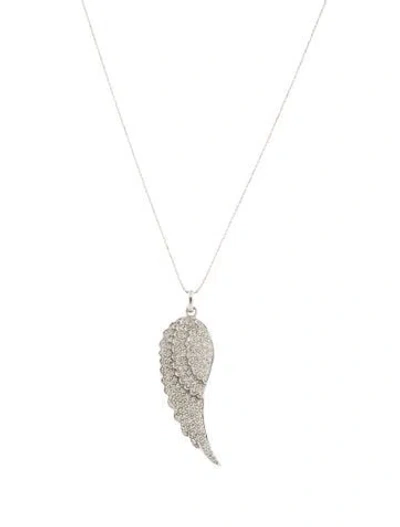 Pre-owned Sydney Evan 14k Diamond Angle Wing Pendant Necklace, 18" In Multi