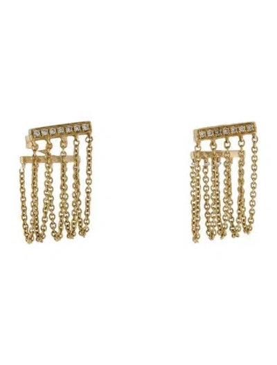 Pre-owned Sydney Evan 14k Diamond Bar Chain Drop Earrings In Multi