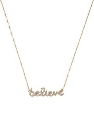 Pre-owned Sydney Evan 14k Diamond 'believe' Necklace, 18" In Multicolor