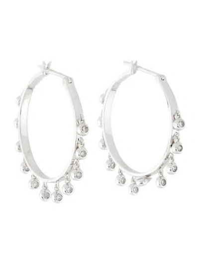 Pre-owned Sydney Evan 14k Diamond Bezel Fringe Hoop Earrings In Multi