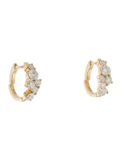 Pre-owned Sydney Evan 14k Diamond Cocktail Huggie Hoop Earrings In Multi