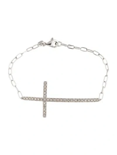 Pre-owned Sydney Evan 14k Diamond Cross Bracelet, 6.5" In Multi