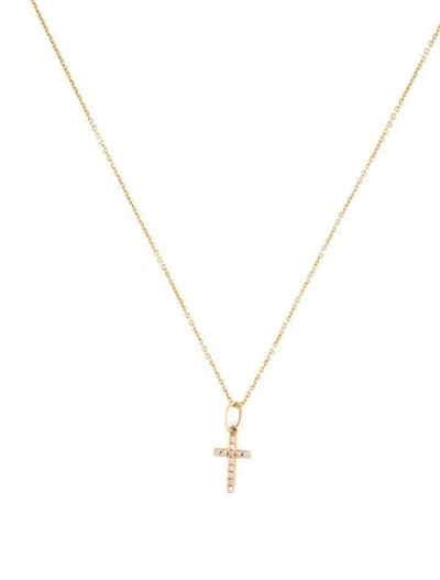 Pre-owned Sydney Evan 14k Diamond Cross Pendant Necklace, 16" In Multi