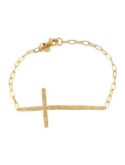 Pre-owned Sydney Evan 14k Diamond Cross Station Bracelet, 6.5", 6.5" In Multi