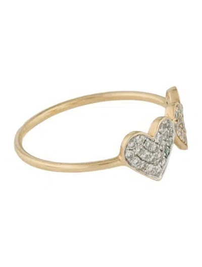 Pre-owned Sydney Evan 14k Diamond Double Heart Ring In Multi