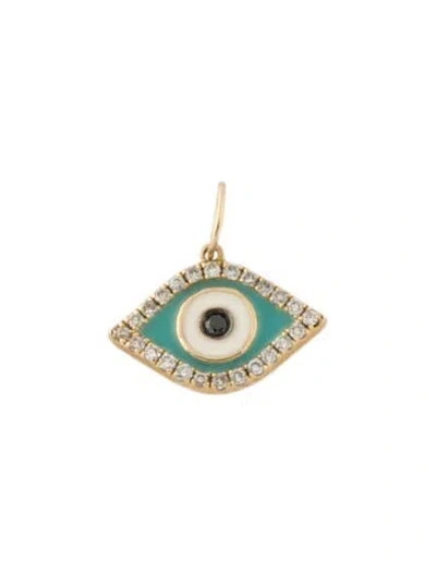 Pre-owned Sydney Evan 14k Diamond Enamel Evil Eye Charm Pendant In Multi
