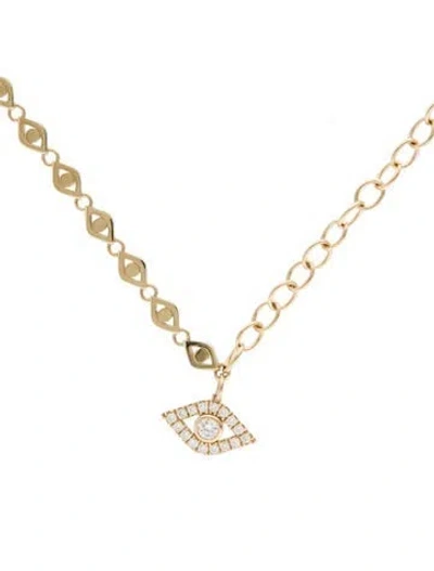 Pre-owned Sydney Evan 14k Diamond Evil Eye Pendant Necklace, 18" In Multi