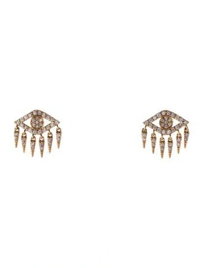 Pre-owned Sydney Evan 14k Diamond Eye Fringe Stud Earrings In Multi