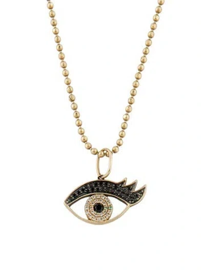 Pre-owned Sydney Evan 14k Diamond Eyelash Evil Eye Pendant Necklace, 22" In Multi