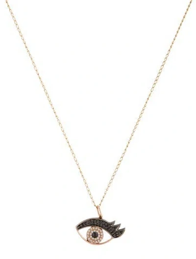 Pre-owned Sydney Evan 14k Diamond Eyelash Evil Eye Pendant W/ Unbranded 14k Chain Necklace, 17.25" In Multicolor
