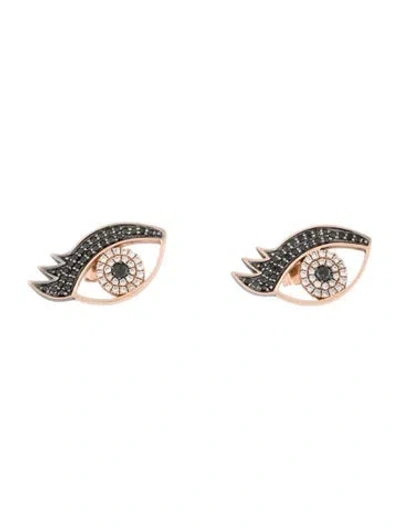 Pre-owned Sydney Evan 14k Diamond Eyelash Stud Earrings In Multi