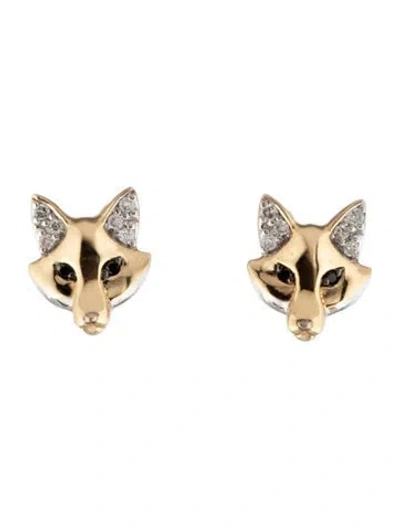 Pre-owned Sydney Evan 14k Diamond Fox Stud Earrings In Multicolor