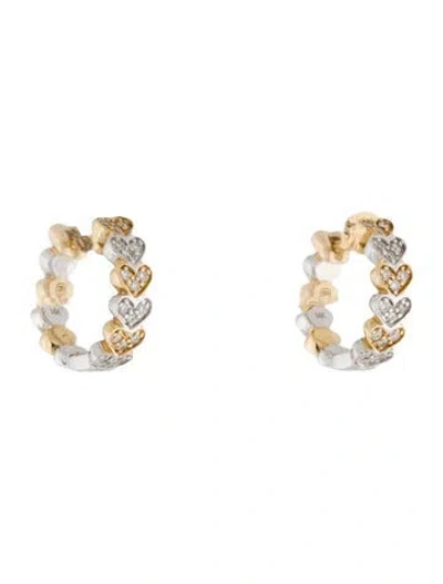 Pre-owned Sydney Evan 14k Diamond Heart Huggie Hoop Earrings In Multicolor