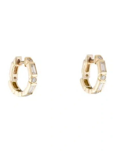 Pre-owned Sydney Evan 14k Diamond Huggie Hoop Earrings In Multi