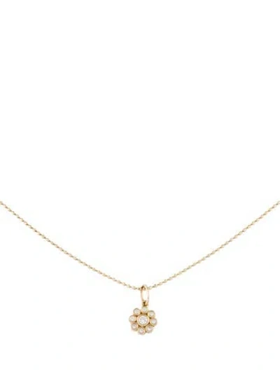 Pre-owned Sydney Evan 14k Diamond Kids Flower Pendant Necklace, 13" In Multicolor