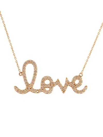Pre-owned Sydney Evan 14k Diamond Large Love Script Pendant Necklace, 16.5" In Multi