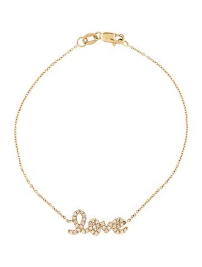 Pre-owned Sydney Evan 14k Diamond Love Bracelet, 6" In Multi