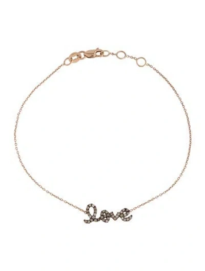 Pre-owned Sydney Evan 14k Diamond Love Charm Bracelet, 7" In Multi