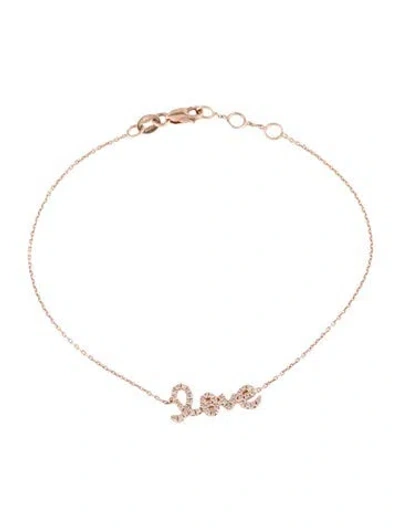 Pre-owned Sydney Evan 14k Diamond 'love' Station Bracelet, 7" In Multi