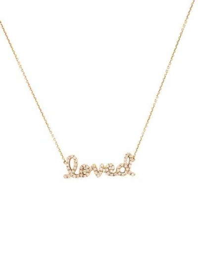 Pre-owned Sydney Evan 14k Diamond 'loved' Pendant Necklace, 16" In Multi